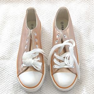 Canvas sneakers color Rose Gold shoes faux leather, size US 6 NEW brand Fracora